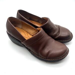 Born Toby Duo Brown Leather Clog Size 8.5 M Lagenlook Cottagecore Grandmacore